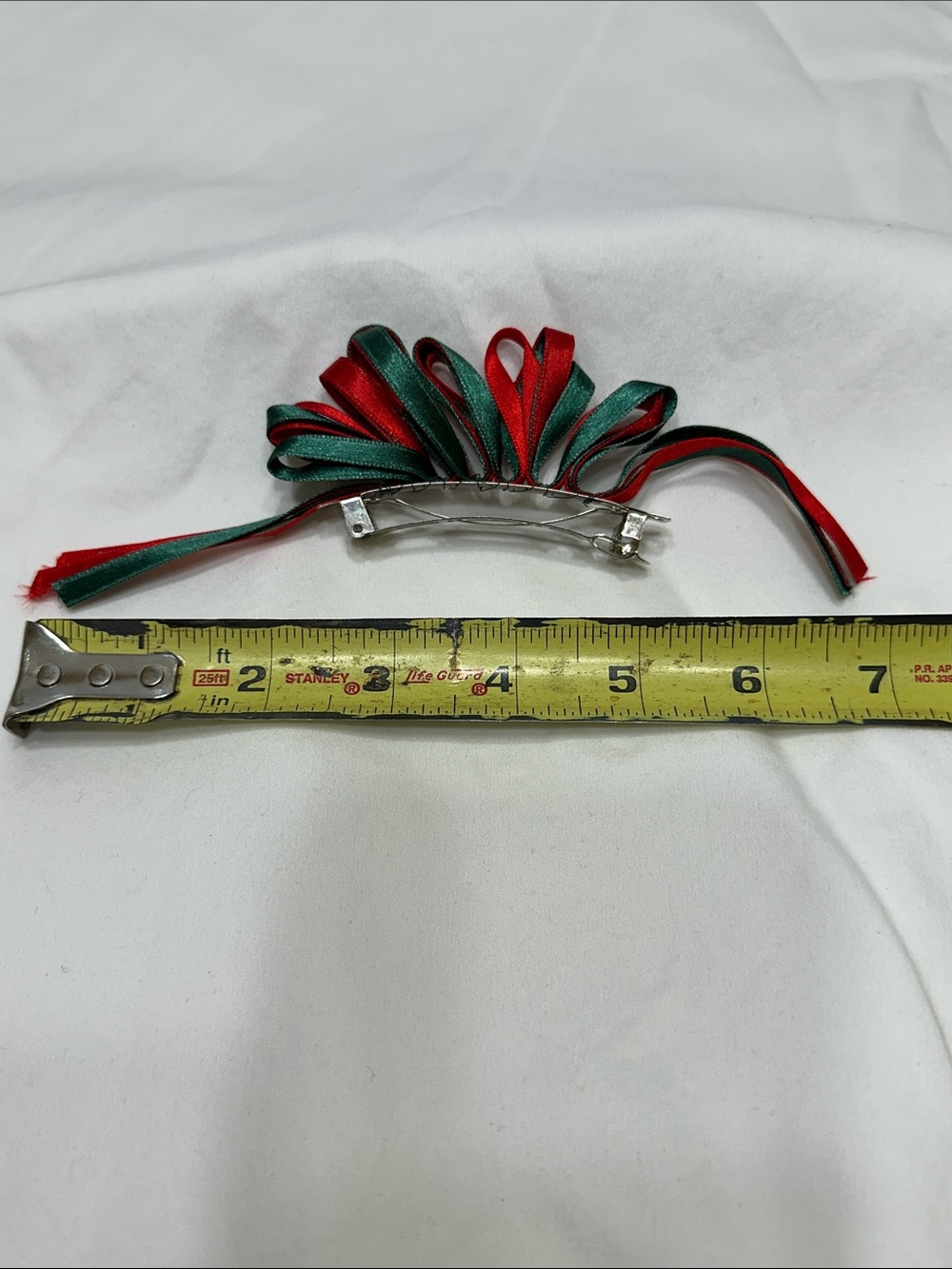 Red & Green Ribbon Hair Barrette - Picture 2 of 4